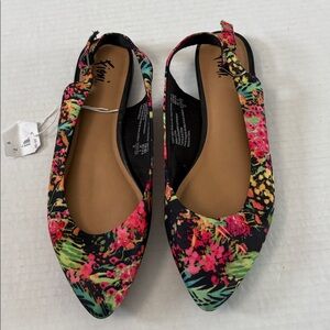 FIONI Vibrant Floral Slingback Flats Size 7.5